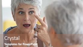  Presentation with mirror - PPT layouts enhanced with senior-woman-in-front background and a coral colored foreground