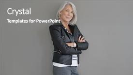  Presentation with leather - Presentation featuring senior woman in leather jacket background and a gray colored foreground