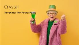  Presentation with saint patrick day - Colorful slides enhanced with senior-woman-in-leprechaun-hat backdrop and a yellow colored foreground
