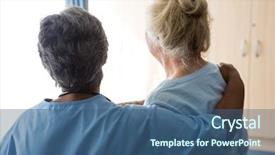  Presentation with community health - Audience pleasing slide deck consisting of senior woman in nursing backdrop and a ocean colored foreground