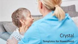  Presentation with occupational therapy - Cool new slides with senior woman in occupational therapy backdrop and a  colored foreground