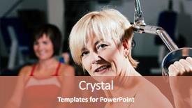  Presentation with lifting weights - Audience pleasing presentation theme consisting of senior-woman-in-the-gym backdrop and a coral colored foreground