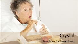  Presentation with straw - Theme enhanced with senior woman in the hospital background and a soft green colored foreground