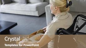  Presentation with lunch - Slides with senior woman in wheelchair holding lunch tray background and a coral colored foreground