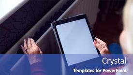  Presentation with energy crisis - PPT theme enhanced with senior-woman-in-wheelchair-reviews background and a teal colored foreground