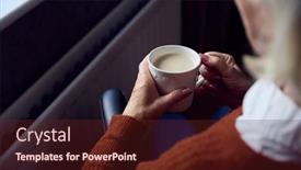  Presentation with senior living - PPT layouts enhanced with senior-woman-in-wheelchair background and a tawny brown colored foreground