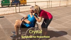  Presentation with active seniors senior e - Slide deck featuring senior woman interacting with disable background and a tawny brown colored foreground