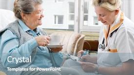  Presentation with caregiver - PPT layouts featuring senior woman is visited background and a seafoam green colored foreground