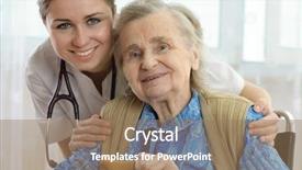  Presentation with caregiver - Audience pleasing PPT theme consisting of senior woman is visited backdrop and a coral colored foreground