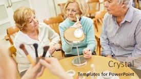  Presentation with course - Presentation design with senior-woman-learns-age-appropriate background and a yellow colored foreground