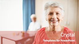  Presentation with retirement - Slides having senior woman looking at camera background and a  colored foreground