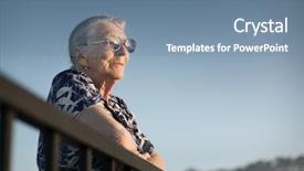  Presentation with vision - Cool new PPT layouts with senior woman looking forward backdrop and a seafoam green colored foreground