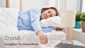  Presentation with bed - PPT theme enhanced with senior-woman-lying-on-bed background and a  colored foreground