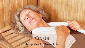  Presentation with senior spa - Cool new slides with senior-woman-lying-relaxed backdrop and a coral colored foreground