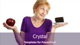  Presentation with food white - Colorful slides enhanced with senior woman making food choices backdrop and a violet colored foreground