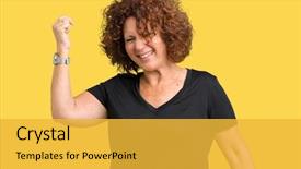  Presentation with middle ages - PPT theme consisting of senior woman over isolated background background and a yellow colored foreground