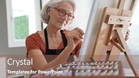  Presentation with blood on canvas cloth jesus - Audience pleasing PPT layouts consisting of senior-woman-painting-on-canvas backdrop and a tawny brown colored foreground