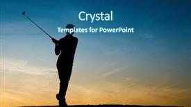  Presentation with retirement golf - Theme with senior woman playing golf - pictured background and a ocean colored foreground