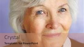  Presentation with purple - Slides having senior-woman-portrait-on-purple background and a coral colored foreground