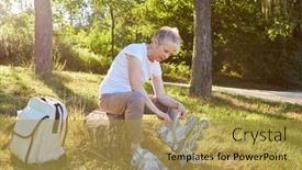  Presentation with skating - PPT layouts with senior-woman-putting-on-inline background and a gold colored foreground