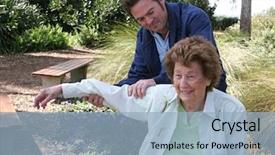  Presentation with physical therapy - Colorful theme enhanced with senior woman receiving physical therapy backdrop and a  colored foreground