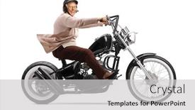  Presentation with custom - Slides with senior-woman-riding-a-custom background and a light gray colored foreground