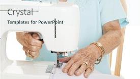  Presentation with sewing machine - Colorful PPT layouts enhanced with senior-woman-s-hands-using backdrop and a sky blue colored foreground