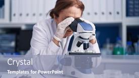  Presentation with canon microscope - Slide set consisting of senior-woman-scientist-using-microscope background and a light blue colored foreground