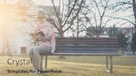  Presentation with later - Colorful presentation theme enhanced with senior-woman-sitting-alone backdrop and a coral colored foreground