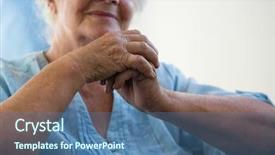  Presentation with community health nursing dementia - PPT theme having senior woman sitting in nursing background and a ocean colored foreground