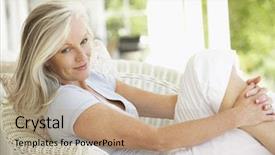  Presentation with orchestra silhouettemusic outside - Beautiful PPT theme featuring senior woman sitting outside backdrop and a  colored foreground