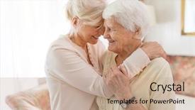  Presentation with daughter - Slide deck having senior woman spending quality time background and a coral colored foreground