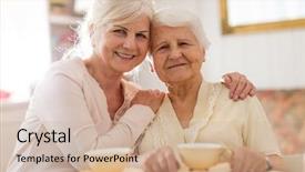  Presentation with time - Audience pleasing PPT theme consisting of senior woman spending quality time backdrop and a soft green colored foreground