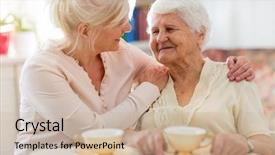  Presentation with time - PPT theme enhanced with senior woman spending quality time background and a soft green colored foreground