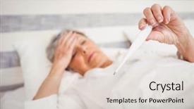  Presentation with fever - Colorful PPT theme enhanced with senior woman suffer from fever backdrop and a lemonade colored foreground