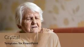  Presentation with back pain - Slide set having senior-woman-suffering-from-back background and a coral colored foreground