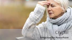  Presentation with headache - Amazing PPT theme having senior-woman-suffering backdrop and a light gray colored foreground