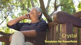  Presentation with phone - Theme having senior-woman-talking-on-mobile background and a tawny brown colored foreground