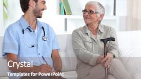  Presentation with medic - Presentation consisting of senior woman talking background and a gray colored foreground