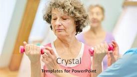  Presentation with trains - PPT layouts consisting of senior-woman-trains-fitness background and a coral colored foreground