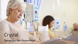  Presentation with chemotherapy - Amazing slide set having senior woman undergoing chemotherapy backdrop and a soft green colored foreground
