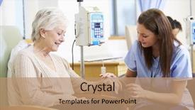  Presentation with chemotherapy - Amazing presentation design having senior woman undergoing chemotherapy backdrop and a coral colored foreground