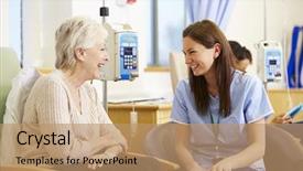  Presentation with chemotherapy - Presentation theme consisting of senior woman undergoing chemotherapy background and a coral colored foreground