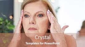  Presentation with wrinkle - PPT layouts having senior-woman-using-anti-wrinkle background and a coral colored foreground