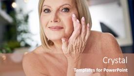  Presentation with wrinkle - Audience pleasing slide set consisting of senior-woman-using-anti-wrinkle backdrop and a coral colored foreground