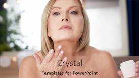  Presentation with wrinkle - Slide deck enhanced with senior-woman-using-anti-wrinkle background and a coral colored foreground