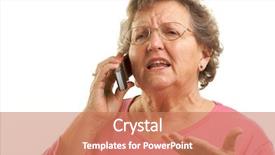 Presentation with cell - Presentation enhanced with senior woman using cell phone background and a coral colored foreground