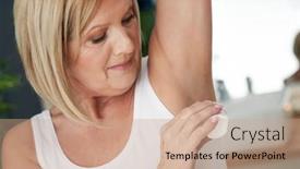  Presentation with roll - Amazing slide set having senior-woman-using-deo-roll backdrop and a coral colored foreground