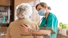  Presentation with home care - Cool new theme with senior-woman-visited-by-home backdrop and a coral colored foreground