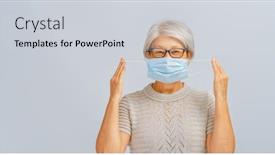  Presentation with flu virus - Colorful PPT layouts enhanced with senior-woman-wearing-facemask-during backdrop and a light gray colored foreground